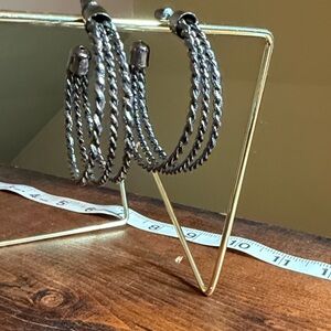 Vintage Braided Silver-Tone Hoop Earrings